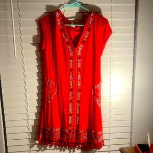 Red western or boho dress - boutique find